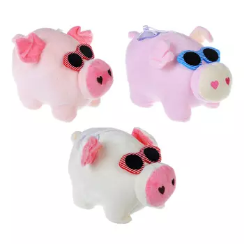 СНОУ БУМ Игрушка мягкая в виде свинки, полиэстер, 17х15 см, 3 цвета