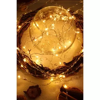 СНОУ БУМ Эл.гирлянда "Ледяной дождь", нить росы медь, 6.7м, 60LED, белый, 8реж, 220В