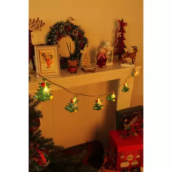 СНОУ БУМ Эл.гирлянда с насадками "Новогодняя елочка", 2м,10LED,шамп,пост.свеч,ПВХ прозр,коннект,220В