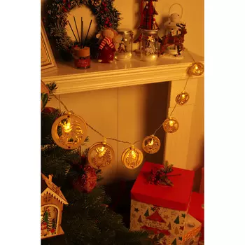 СНОУ БУМ Эл.гирлянда с насадками "Сказка", 2м, 10LED, шампань, пост.свеч., ПВХ прозр., 2хАА