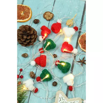 СНОУ БУМ Эл.гирлянда с насадками "Зимние мотивы", 2м,10LED,шампань,пост.свеч, ПВХ прозр,коннект,220В