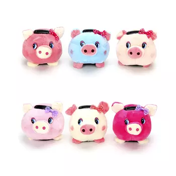 СНОУ БУМ Копилка мягкая подсветкой с музыкой в виде свинки, полиэстер, пластик, 9,5 см, 6 цветов,