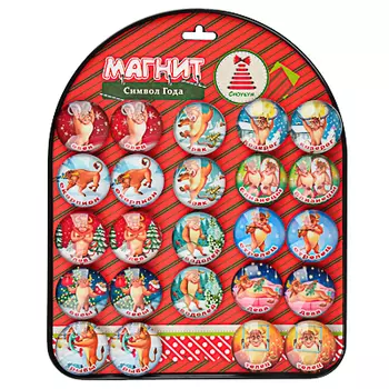 СНОУ БУМ Магнит Символ года 2021, стекло, 4х4х1,5см, 10-12 дизайнов