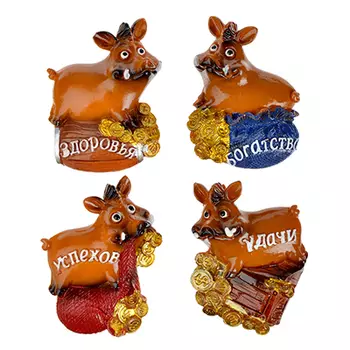 СНОУ БУМ Магнит Символ года, полистоун, 5х6,5 см, 4 вида