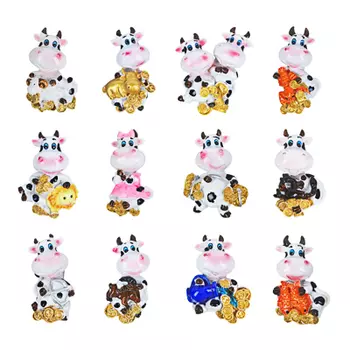 СНОУ БУМ Магнит в форме коровы со знаками зодиака Символ Года 2021, 4х5см, полистоун, 12 дизайнов
