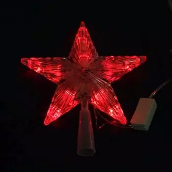 СНОУ БУМ Макушка на елку "Звезда", LED, 22см, пластик, красная