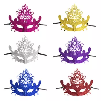 СНОУ БУМ Маска карнавальная, 19х22см, пластик, полиэстер, 6 цветов, арт.004