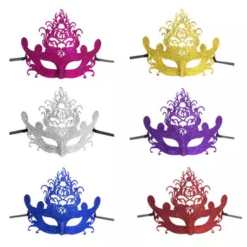 СНОУ БУМ Маска карнавальная, 19х22см, пластик, полиэстер, 6 цветов, арт.004