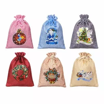 СНОУ БУМ Мешок подарочный, 18х24см, полиэстер, 6 дизайнов, арт.2021-23