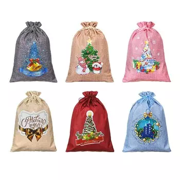 СНОУ БУМ Мешок подарочный, 25х35см, полиэстер, 6 дизайнов, арт.2021-24