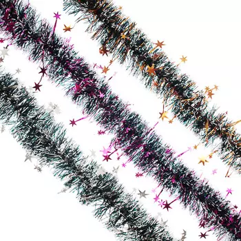 СНОУ БУМ Мишура 200х9см, со звездами, ПВХ, 3 цвета, арт 0604