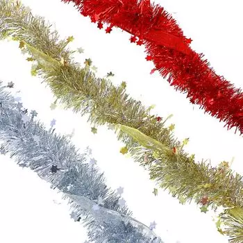 СНОУ БУМ Мишура с декоративной лентой, ПВХ, 3 цвета