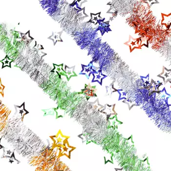 СНОУ БУМ Мишура, с резными звездами, 5x200см, ПВХ, 4 цвета