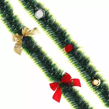 СНОУ БУМ Мишура зеленая, с декором, 200х11см, ПВХ, 2 вида