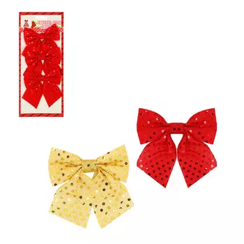 СНОУ БУМ Набор бантов декоративных 3шт, 10x11см, полиэстер