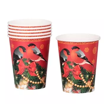 СНОУ БУМ Набор бумажных стаканов 6шт, 200мл, 2022, дизайн 5