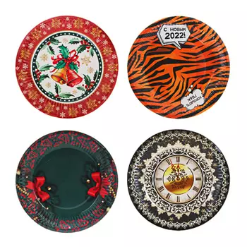 СНОУ БУМ Набор бумажных тарелок 6шт, d18см, 4 дизайна, 2022