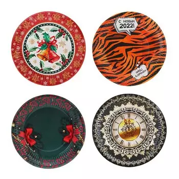 СНОУ БУМ Набор бумажных тарелок 6шт, d18см, 4 дизайна, 2022