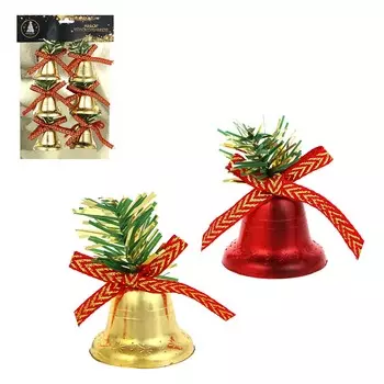 СНОУ БУМ Набор декоративных колокольчиков 6 шт, 5х5 см (16х23,5см) пластик, 2 цвета