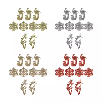 СНОУ БУМ Набор декоративных украшений 9 шт, (17/12/9 см) пластик, 4 цвета, арт 1