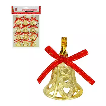 СНОУ БУМ Набор декоративных украшений колокольчиков 12 шт (3 см), пластик