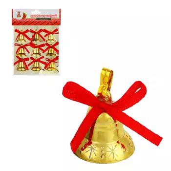 СНОУ БУМ Набор декоративных украшений колокольчиков 9 шт (2,5 см), пластик