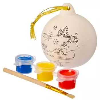 СНОУ БУМ Набор для творчества: фигурка шар, краски, гипс, 6 см, 2 дизайна