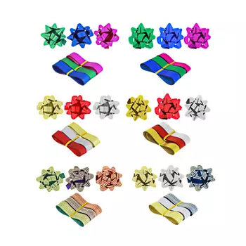 СНОУ БУМ Набор для упаковки подарка, 3 банта, 3 ленты