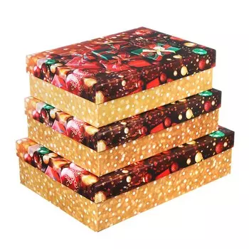 СНОУ БУМ Набор подарочных коробок 3 шт, 27,5x19,5x7,5/29x21x8/33x23,5x9см, бумага, арт 2