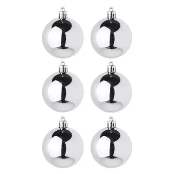 СНОУ БУМ Набор шаров 6шт, 6см, пластик, в пакете, серебро, глянец, арт.21