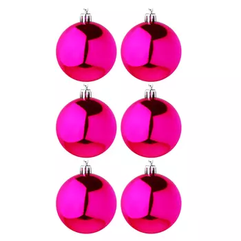 СНОУ БУМ Набор шаров 6шт, 7см, пластик, фуксия