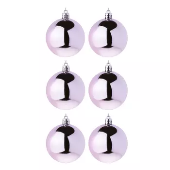 СНОУ БУМ Набор шаров 6шт, 7см, пластик, в пакете, розовый, глянец