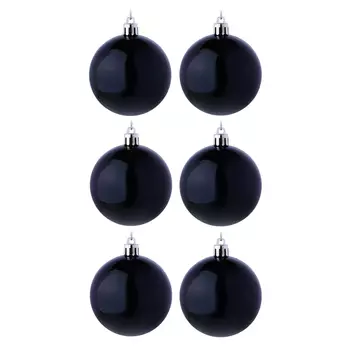 СНОУ БУМ Набор шаров 6шт, 7см, пластик, в пакете, темно-синий, глянец