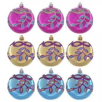 СНОУ БУМ Набор шаров 8см 9шт, пластик, "Праздник", SY2014-338