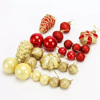 СНОУ БУМ Набор украшений 12шт, пластик, 2 цвета: красный, золото