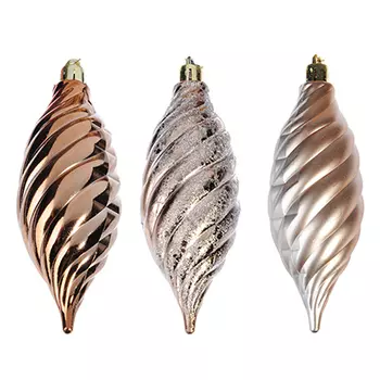 СНОУ БУМ Набор украшений 3шт, 12см, сосулька, пластик, бронза с патиной, 3 дизайна