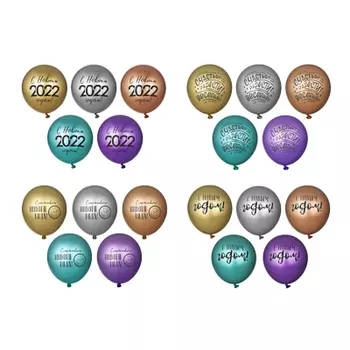 СНОУ БУМ Набор воздушных шаров с рисунком 2 ст. 5 шт, 5 цветов, 12", хромированные, 2022