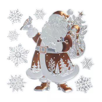 СНОУ БУМ Наклейка, 18х23 см, фольга с тиснением, арт 02