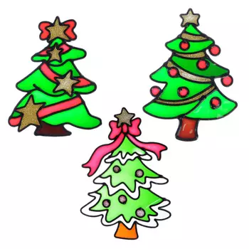 СНОУ БУМ Наклейка ПВХ, 18х25см, с изображением Елки, 3 дизайна