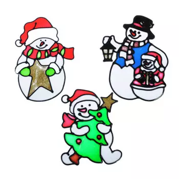 СНОУ БУМ Наклейка ПВХ, 18х25см, с изображением Снеговичка, 3 дизайна