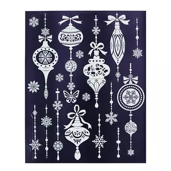 СНОУ БУМ Наклейка ПВХ флуоресцентная "Украшения" 30х38см, свечение в темноте, 2 дизайна