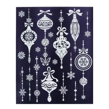 СНОУ БУМ Наклейка ПВХ флуоресцентная "Украшения" 30х38см, свечение в темноте, 2 дизайна