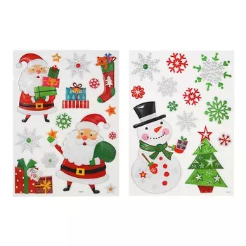 СНОУ БУМ Наклейка ПВХ "Новогодние истории" 3D 30х42см, голографическая фольга, 2 дизайна