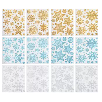 СНОУ БУМ Наклейка ПВХ с глиттером 30х42см, 12 дизайнов