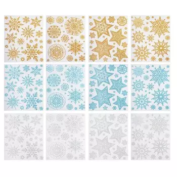 СНОУ БУМ Наклейка ПВХ с глиттером 30х42см, 12 дизайнов