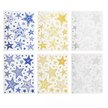 СНОУ БУМ Наклейка со звездами 21х30см, фольга, 6 дизайнов