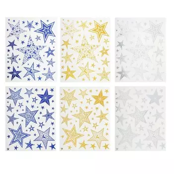 СНОУ БУМ Наклейка со звездами 21х30см, фольга, 6 дизайнов