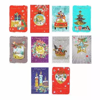 СНОУ БУМ Открытка Новогодняя с наполнителем, бумага, 10 дизайнов