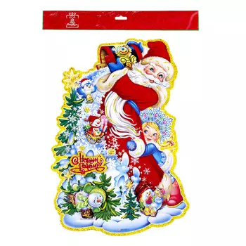 СНОУ БУМ Панно бумажное с Дедом Морозом и Снегурочкой, 50х32см