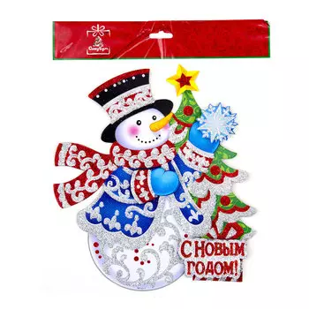СНОУ БУМ Панно бумажное в виде снеговика, 27,5х24см